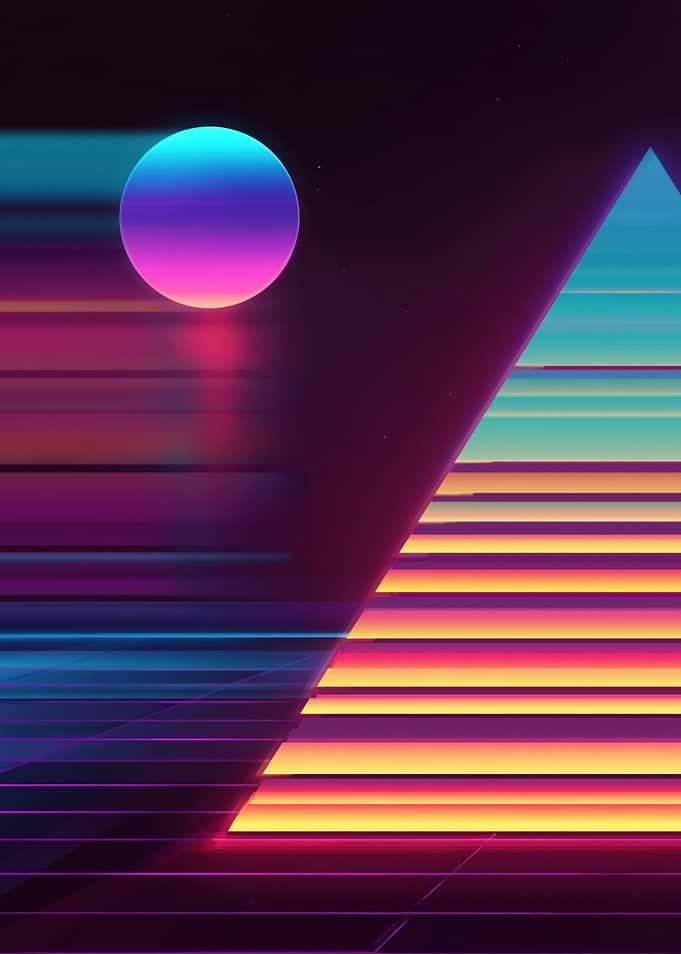 Synthwave Pyramid and Neon Sun