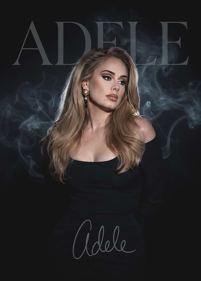 Adele Portrait with Smoke Background