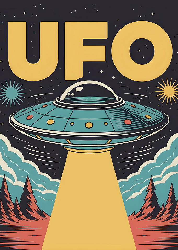 Retro UFO Abduction Poster