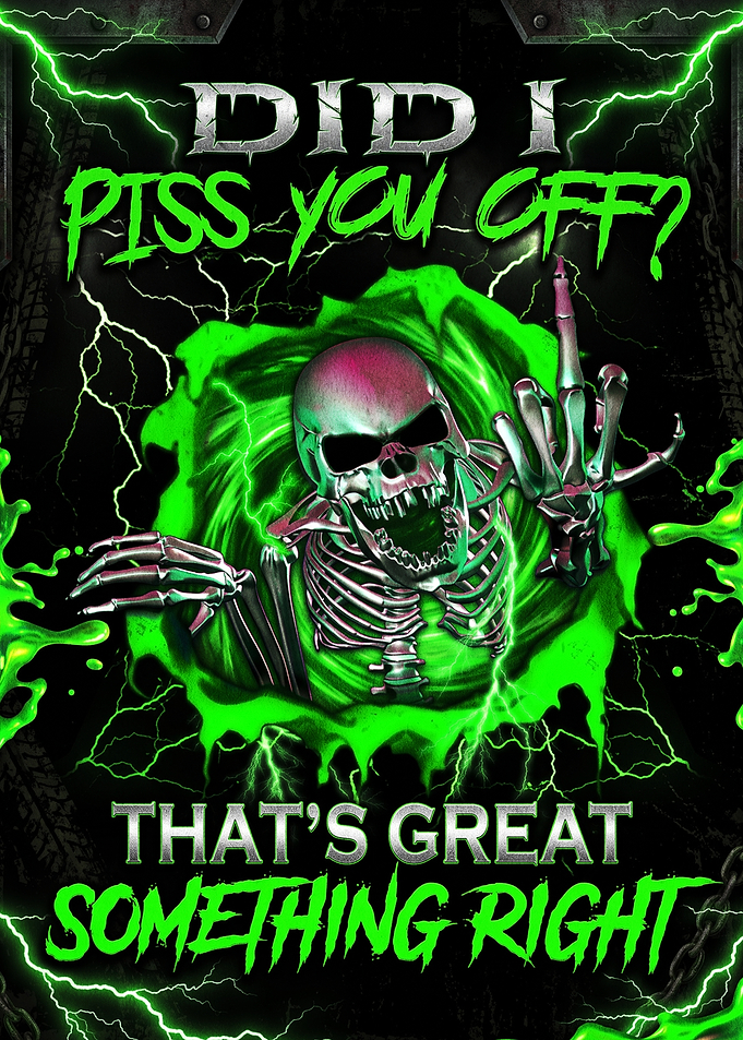 Aggressive Skeleton Green Lightning Poster