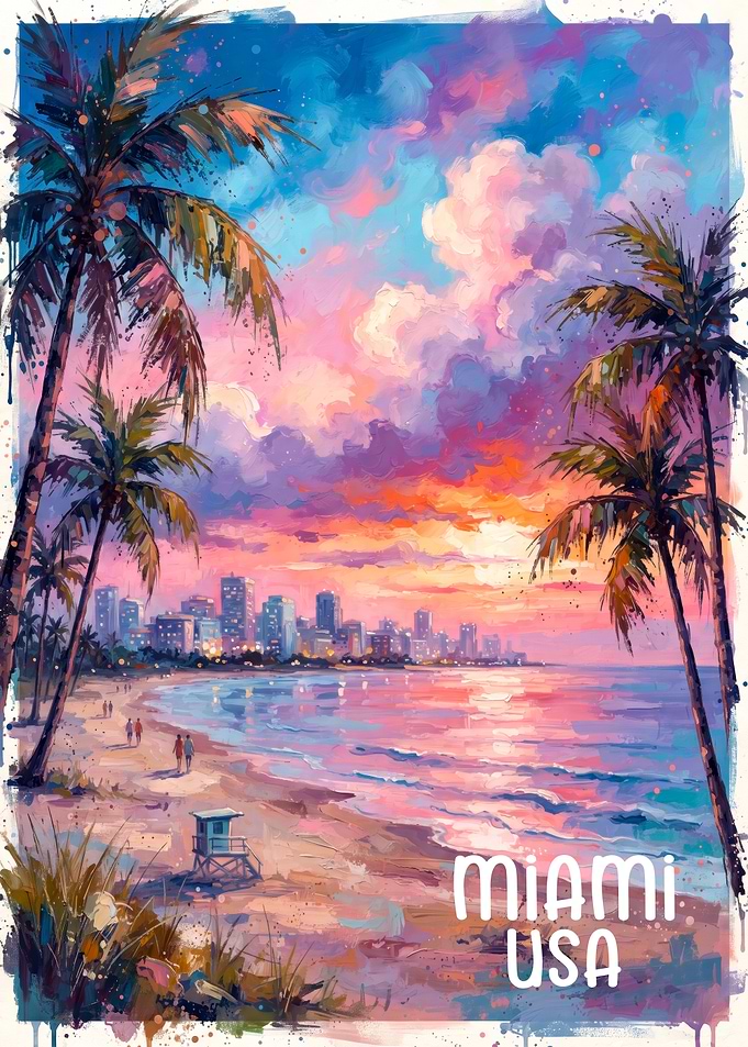 Miami Beach Sunset Painting