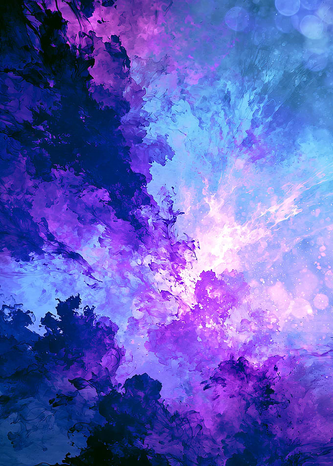 Abstract Purple and Blue Ink Clouds