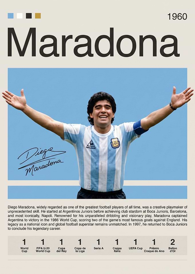 Diego Maradona Football Legend Poster