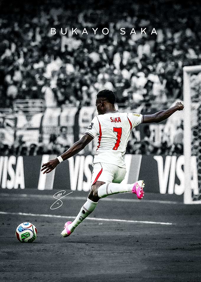 Bukayo Saka Football Action Poster