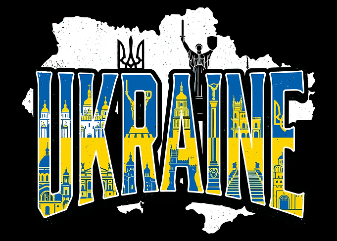 Ukraine Typography Map Landmark Design