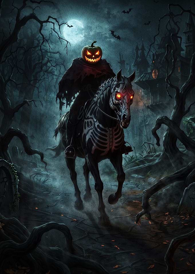 Headless Horseman Riding Skeleton Horse