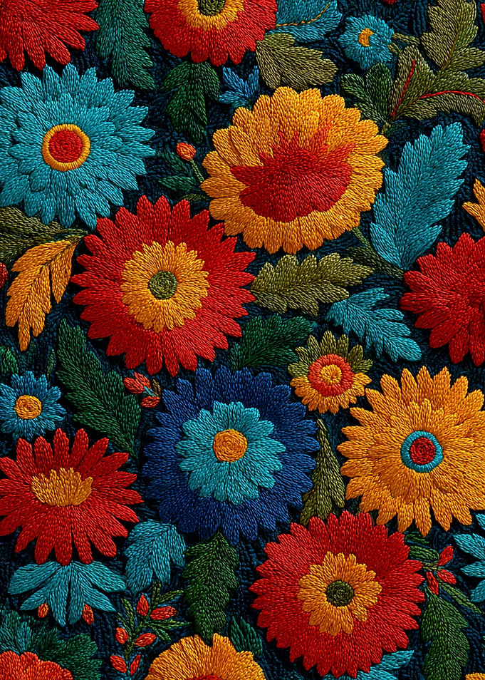 Vibrant Floral Embroidery Pattern