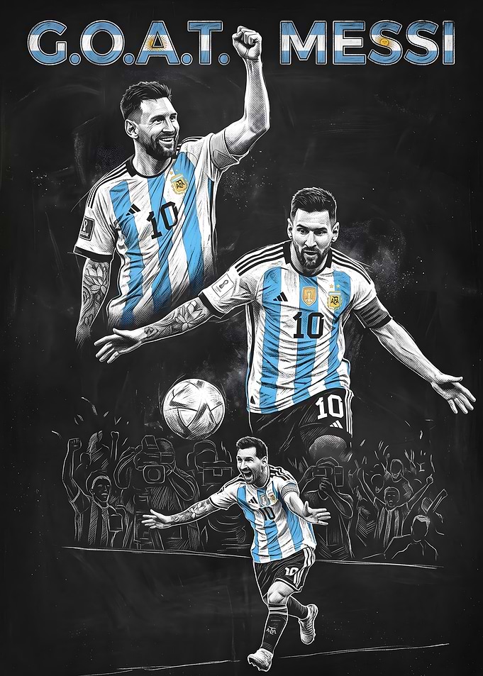 Lionel Messi Argentina GOAT Poster