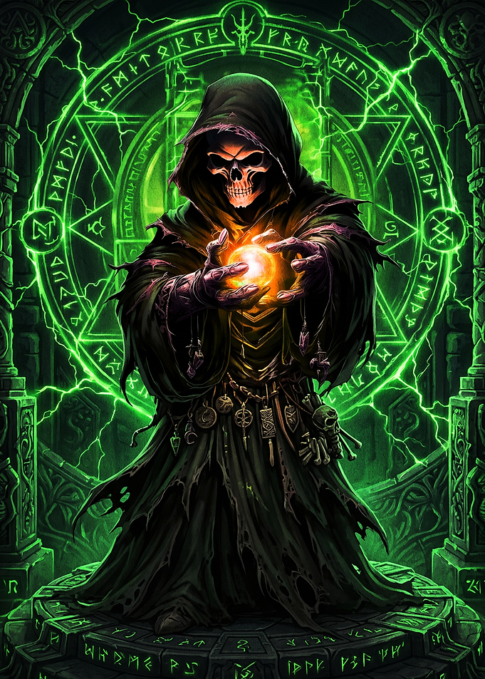 Necromancer Casting Green Magic Spell