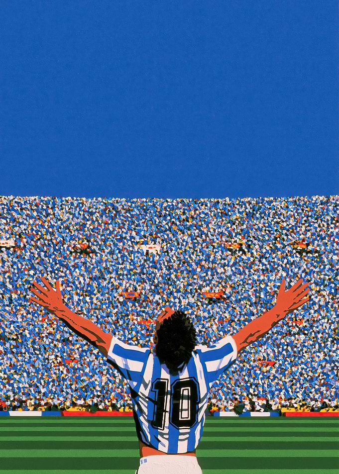 Diego Maradona Celebrating Goal Illustration
