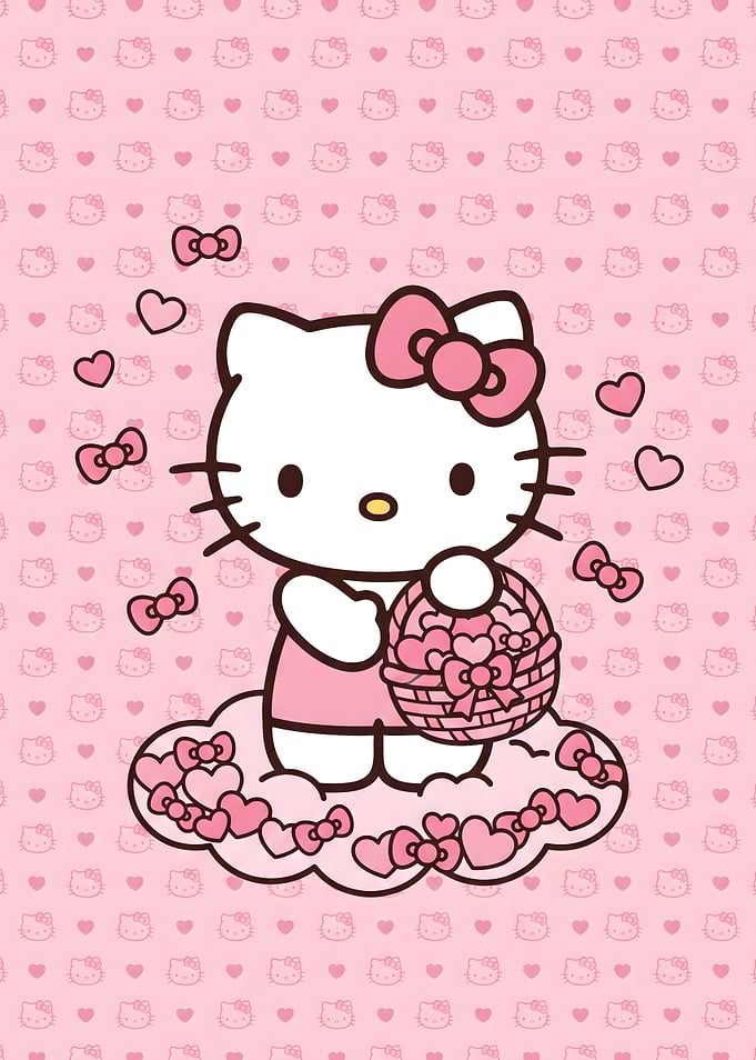 Hello Kitty with Heart Basket
