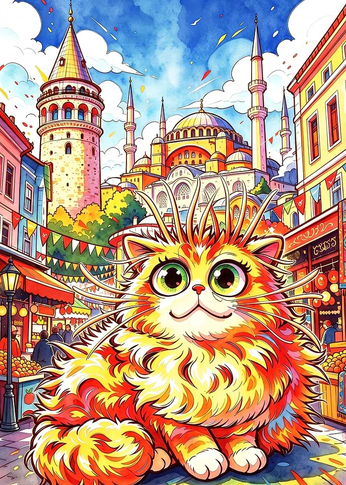 Fluffy Cat in Istanbul Street