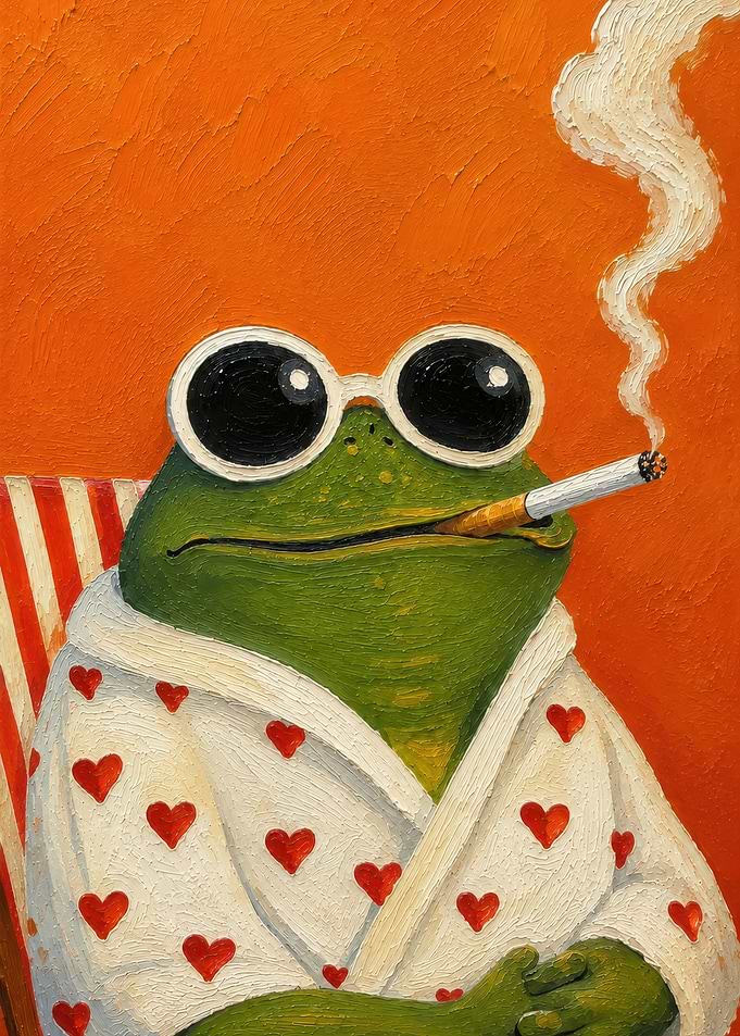 Cool Frog in Heart Robe