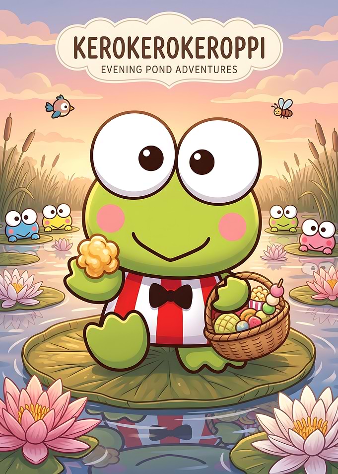 Keroppi Evening Pond Adventures Poster