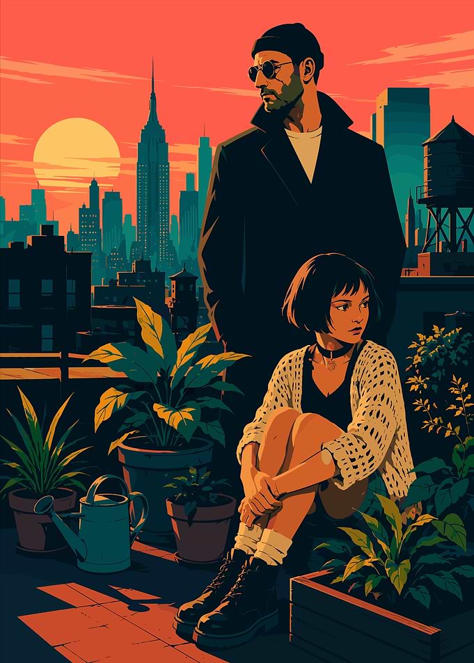 Leon and Mathilda Rooftop Sunset