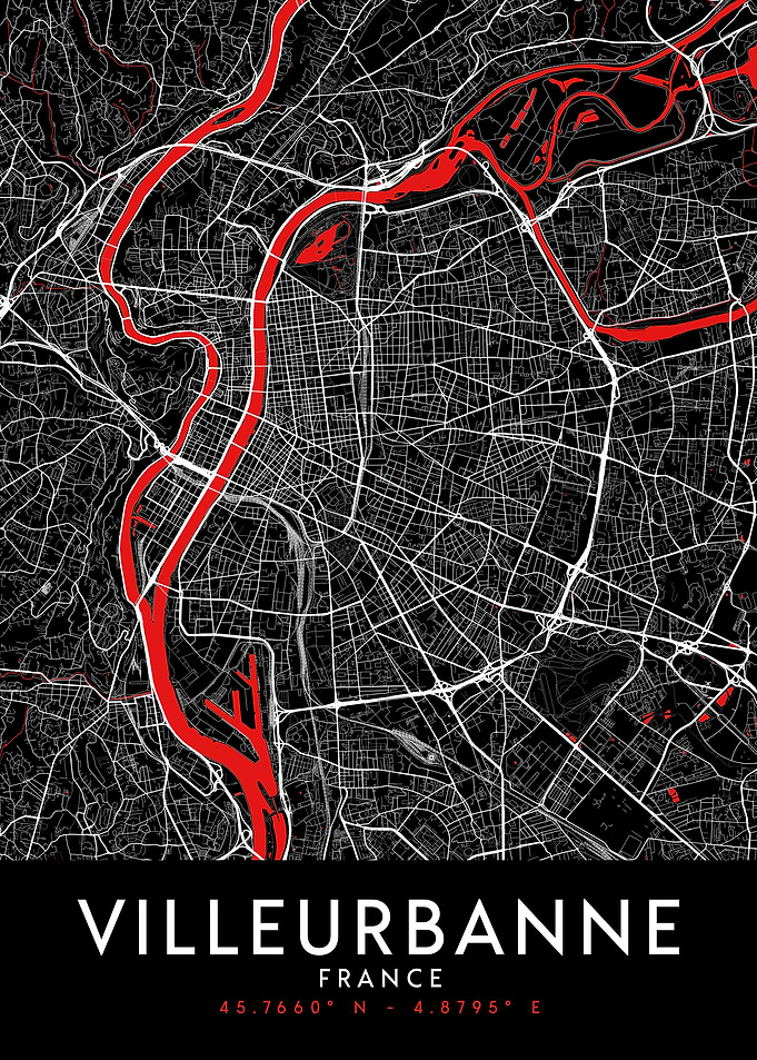 Villeurbanne Dark Map
