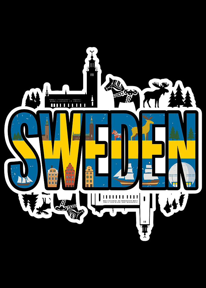 Sweden Typography Travel Souvenir Design