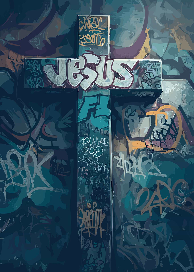 Graffiti Jesus Cross Urban Art