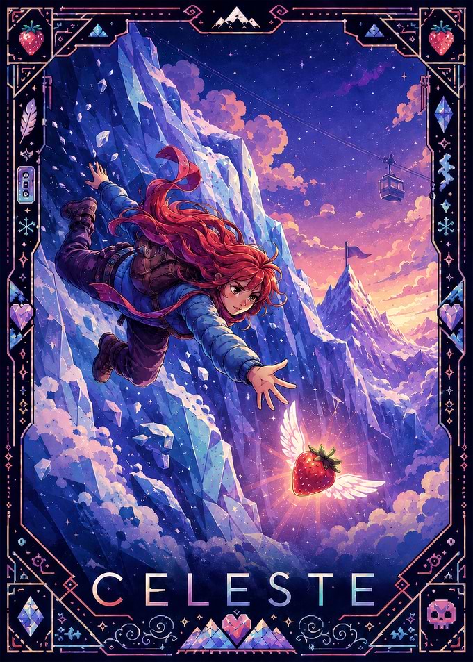Celeste Game Pixel Art Poster
