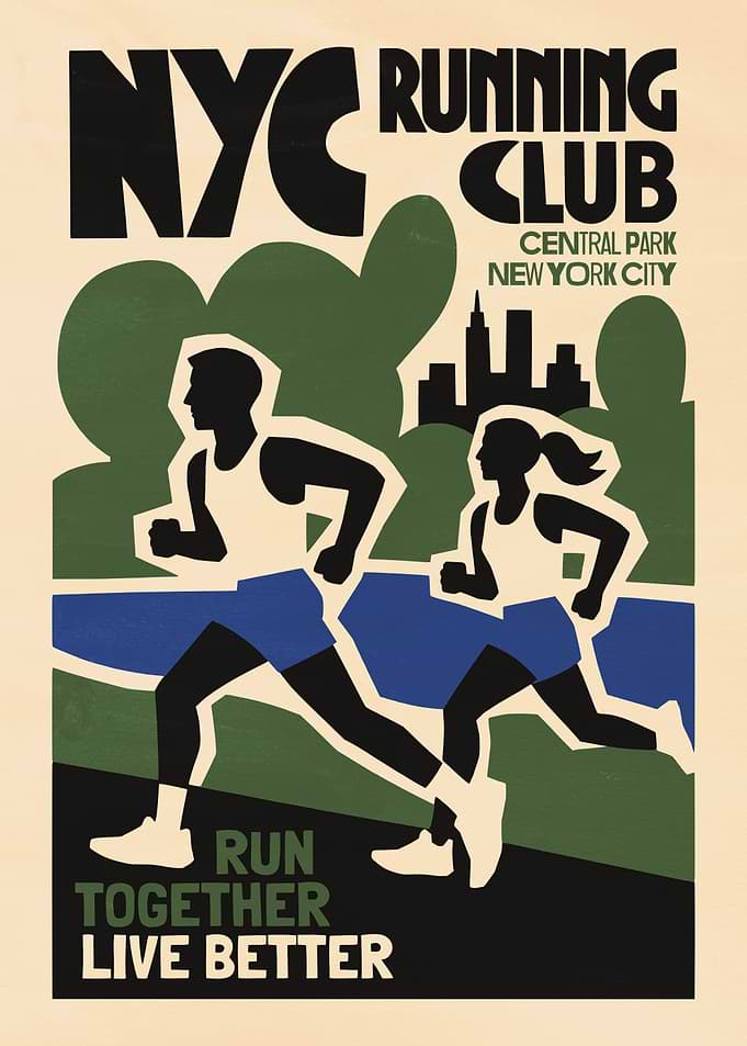 NYC Running Club Vintage Poster