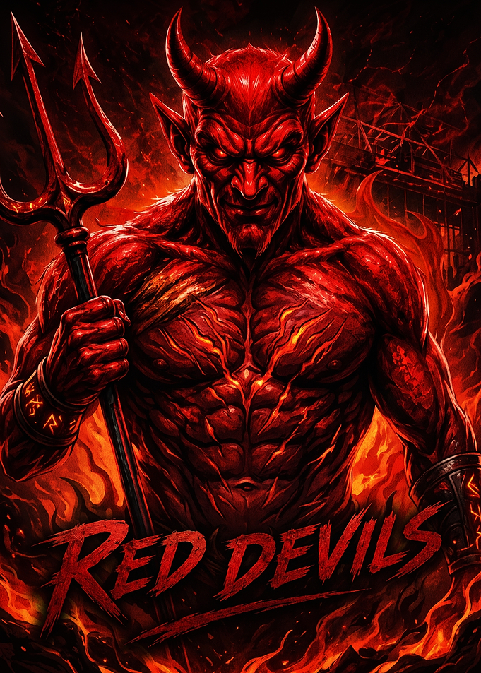 Red Devils Demon Warrior Poster