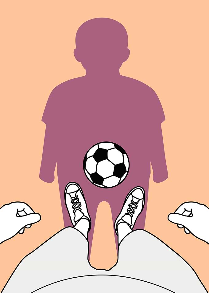 First-person view of soccer ball