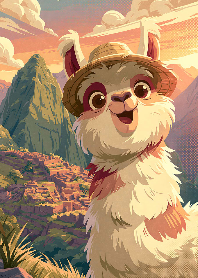 Happy Llama at Machu Picchu