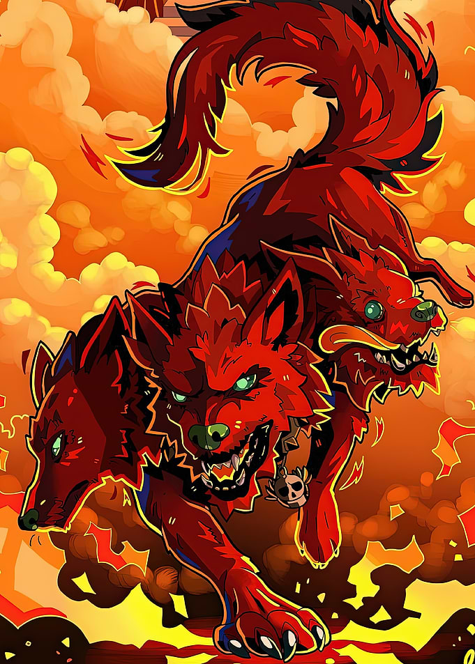 Cerberus Three-Headed Hellhound Illustration