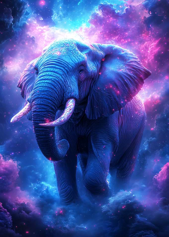 Cosmic Elephant in Nebula Clouds