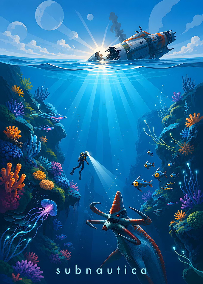 Subnautica Underwater Exploration Poster