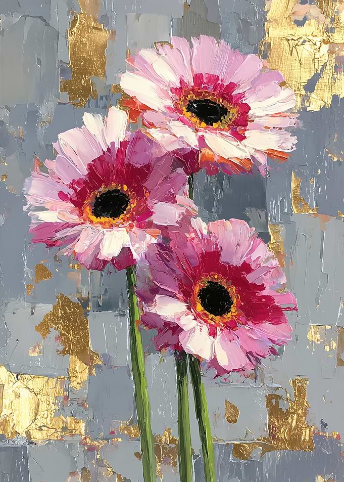 Impressionist Pink Gerbera Flowers Painting