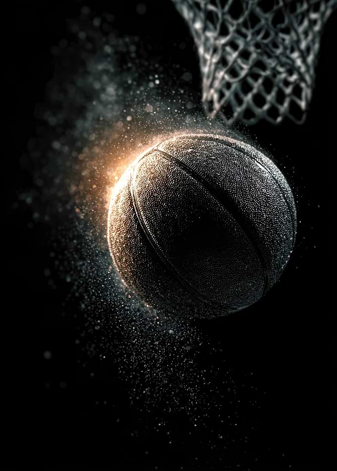 Basketball Flying Into Hoop