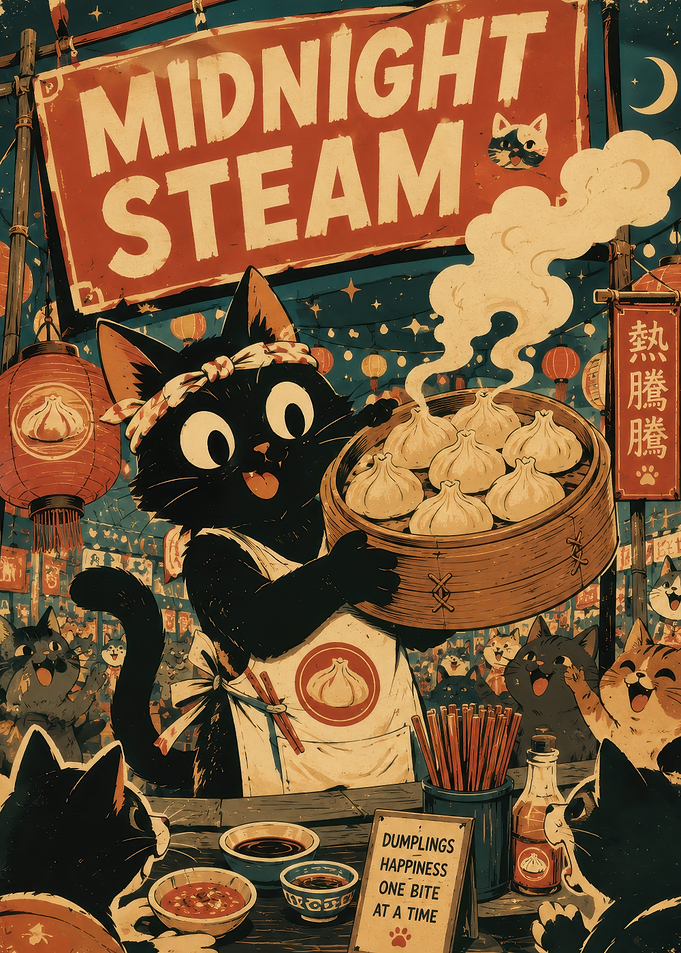 Midnight Steam Cat Dumpling Shop