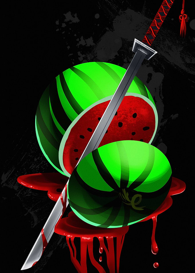 Samurai Sword Slicing a Watermelon