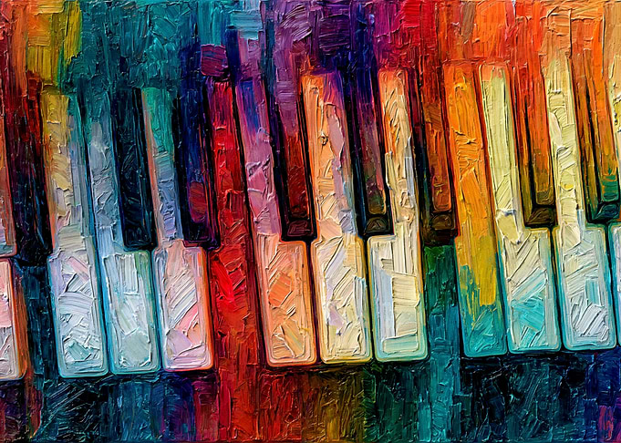 Abstract Colorful Piano Keys Painting