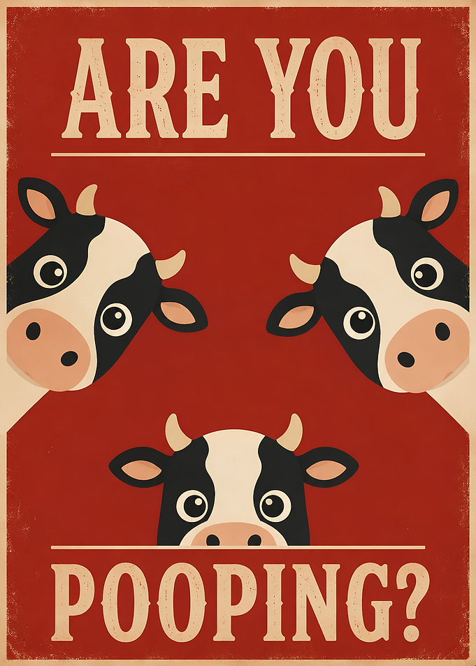 Funny Cow Bathroom Wall Art