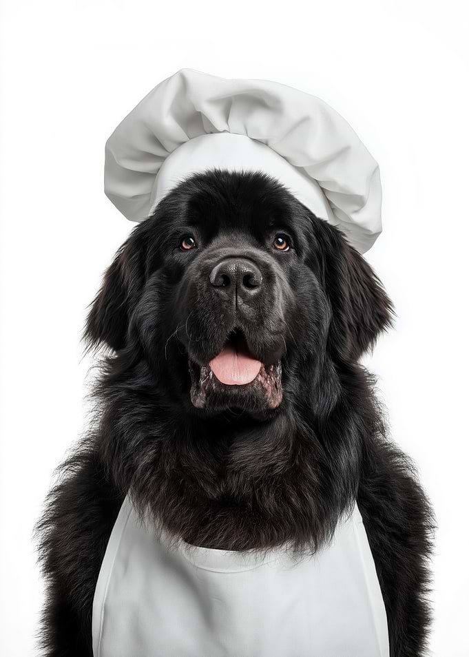 Newfoundland Dog Dressed as a Chef
