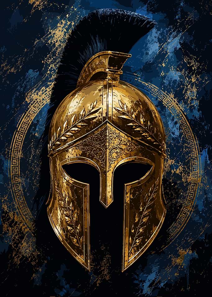 Golden Spartan Helmet Warrior Emblem