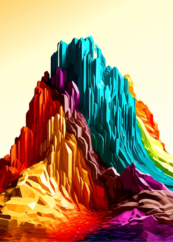 Vibrant Abstract Rainbow Mountain