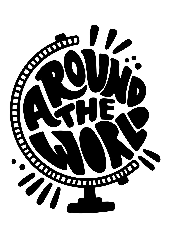 Around the World Globe Typography