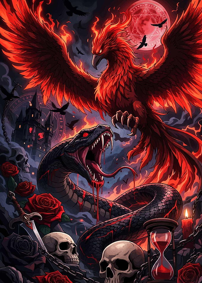 Phoenix and Serpent Fantasy Battle