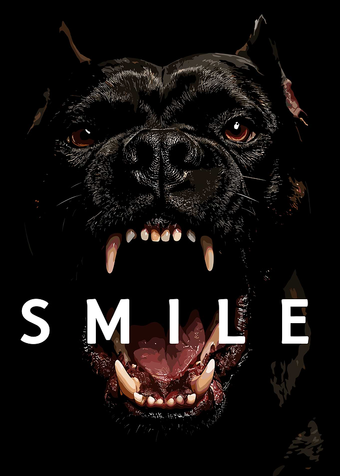 Aggressive Pitbull Smile Poster