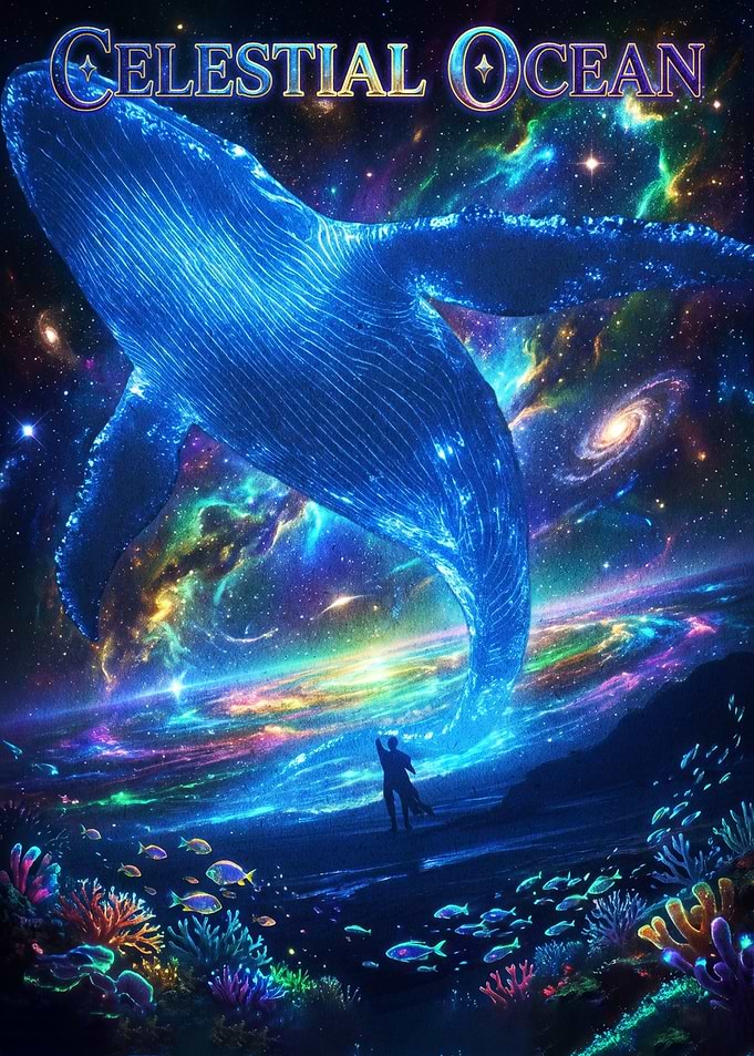 Celestial Ocean Cosmic Whale Poster