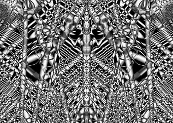 Psychedelic Monochrome Alien Fractal Pattern Digital Abstract Art