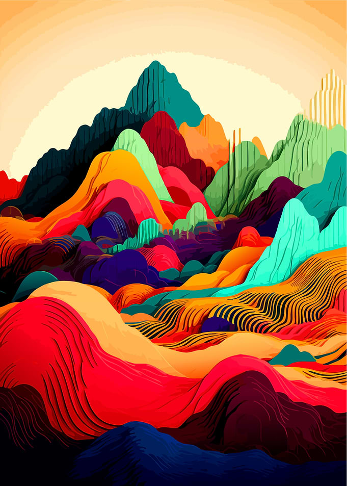 Vibrant Abstract Mountain Landscape