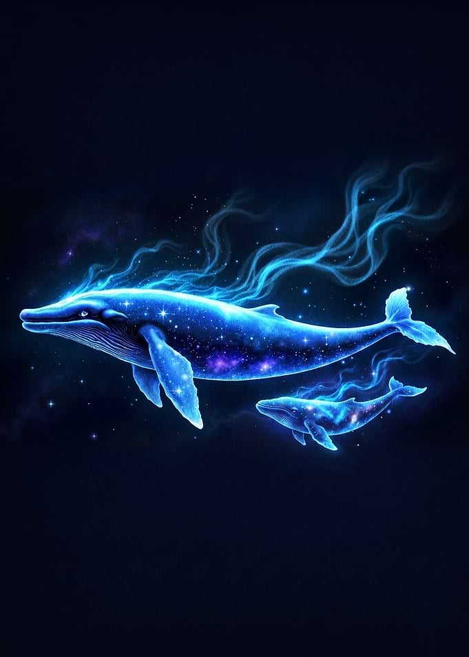 Cosmic Whales Swimming in Space