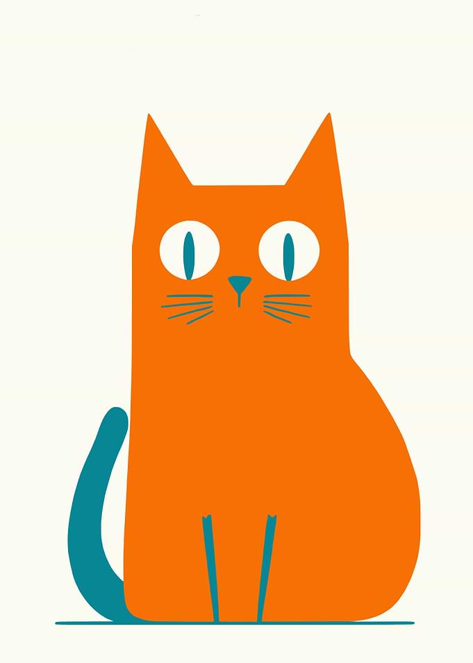 Minimalist Orange Cat Illustration