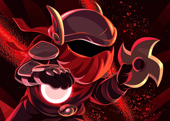 Red Ninja Warrior with Shuriken