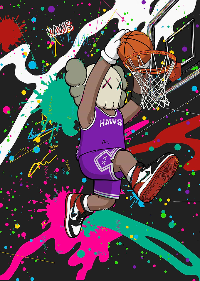 KAWS Character Dunking Basketball Art