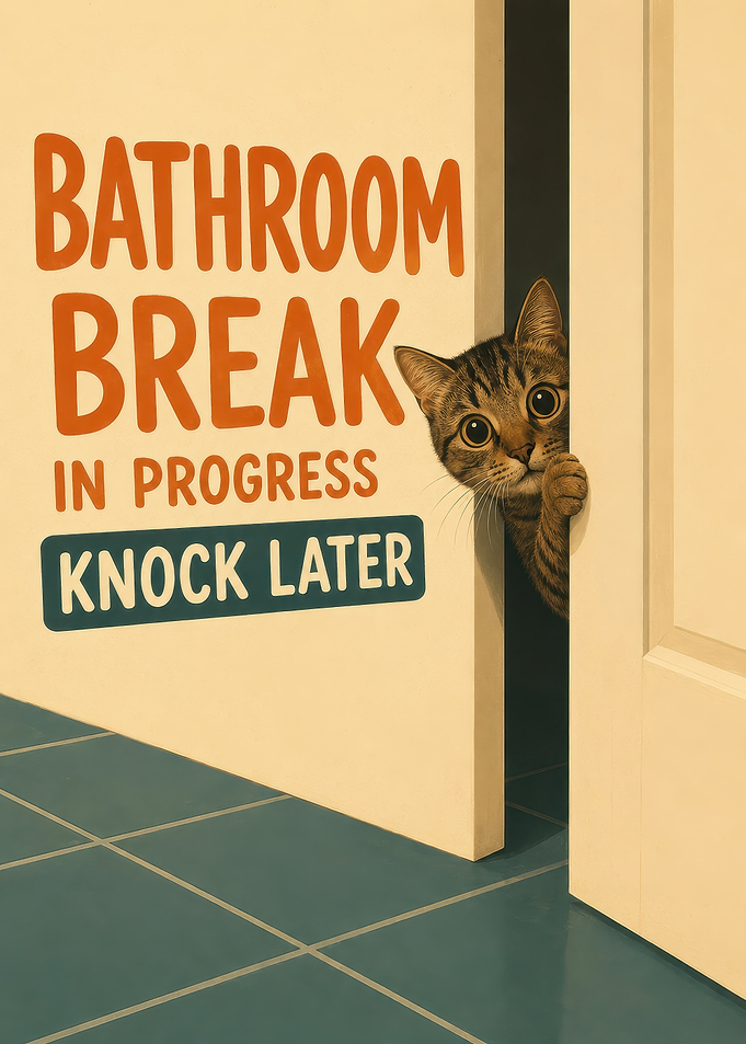 Funny Bathroom Break Cat